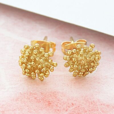 Dandelion Gold Stud Earrings - Studs + Pendant Set