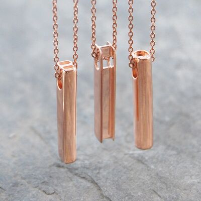 Alphabet Rose Gold Personalised Necklace - Silver Trace Chain - D