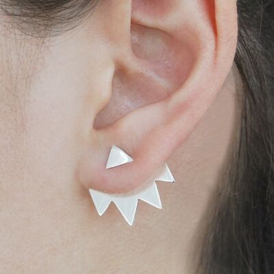 Triangle Silver Ear Jackets - 18K Yellow Gold