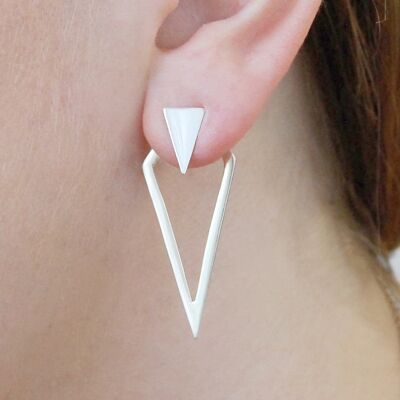 Triangle Silver Ear Jackets - Rose Gold