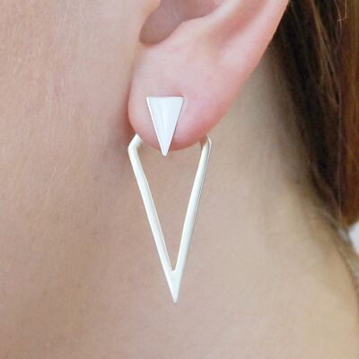 Triangle Silver Ear Jackets - Silver-Matte Finished