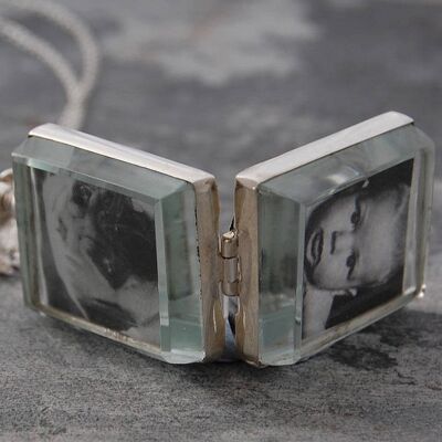Square Silver Locket - 18k Rose Gold Plated - 16"+2" extension