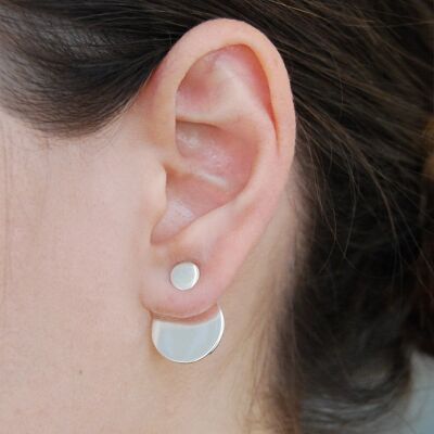 Round Silver Ear Jackets - Rose Gold Polished