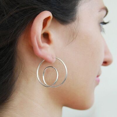Spring Silver Hoop Earrings - Rose Gold