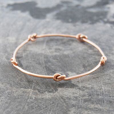 Freundschaftsknoten Rose Gold Silber Armreif - Klein - Sterling Silber