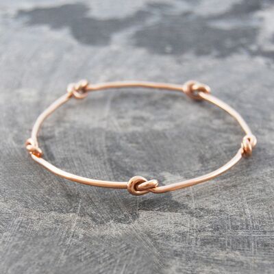 Friendship Knot Rose Gold Silver Bangle - Small - Sterling Silver