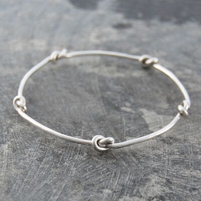 Nautical Knot Silver Bangle - Small - Yellow Gold Vermeil