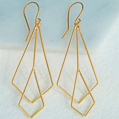 Disc Geometric Drop Earrings - Sterling Silver-Polished