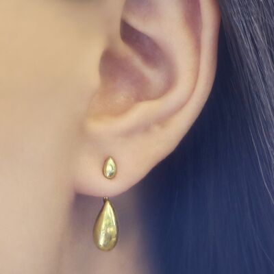 Ear Jackets Tear Drop Silver - Plata esterlina