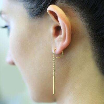 Rose Gold Chain Long Drop Earrings - Sterling Silver