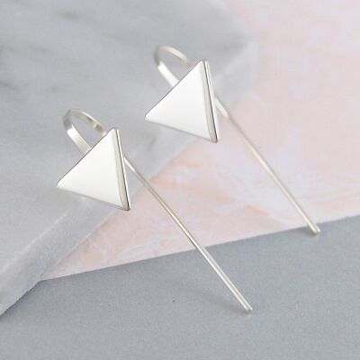 Triangle Geometric Drop Earrings - Rose Gold