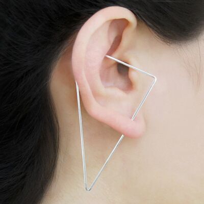 Square Silver Ear Cuffs - Silver Pair