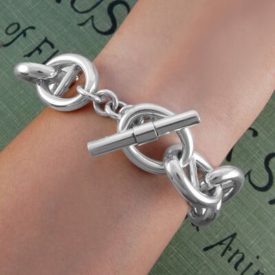 Oval Link Chunky Silver Necklace - 18'' - Necklace and Bracelet