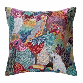 Enveloppe de coussin JUNGLE BIRDS Marron à coloris multiple 40x40 cm 1