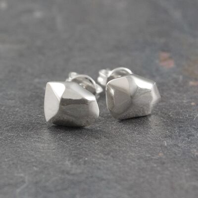 Nugget Silver Studs Earrings - Sterling Silver