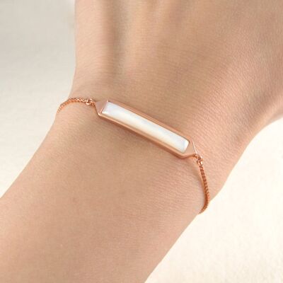 Pulsera de la Amistad de Plata y Oro Nácar - Chapado en Oro Rosa de 18k - Perla Blanca (AGOTADO)