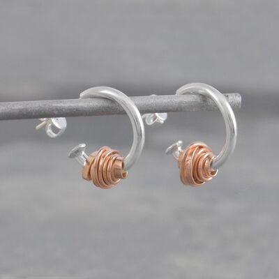 Coiled Rose Gold Hoop Earrings - 18k Yellow Gold Plated - Stud Hoops