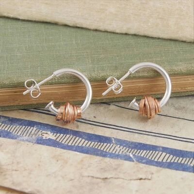 Coiled Rose Gold Hoop Earrings - Sterling Silver - Sleeper Hoops