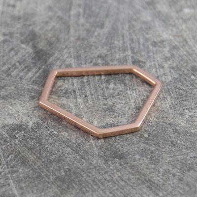 Hexagon Geometric Contemporary Silver Ring - Yellow Gold