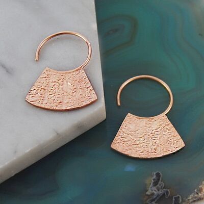 Hammered Disc Silver Long Drop Earrings - 18K Yellow Gold