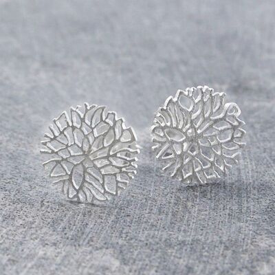 Frost Contemporary Silver Stud Earrings - Pendant Necklace