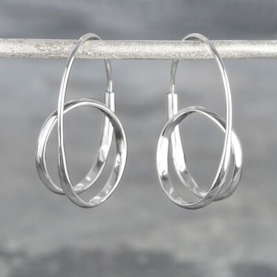 Double Loop Silver Hoop Earrings - Yellow Gold Vermeil