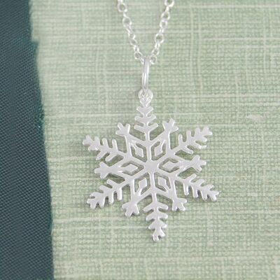 Silver Snowflake Pendant - Pendant Necklace and Stud Earrings