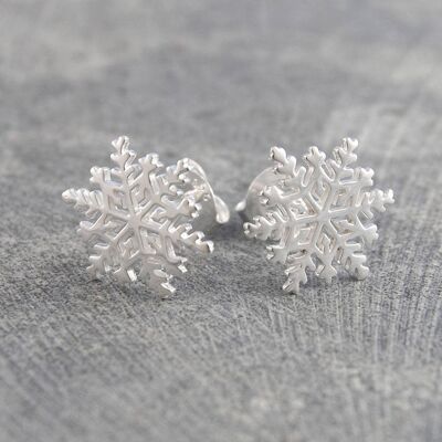 Silver Snowflake Stud Earrings - Earrings + Pendant Set
