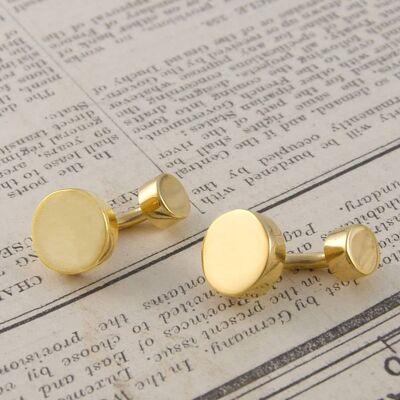 Round Geometric Gold Cufflinks - Yellow Gold - Hexagon Pair