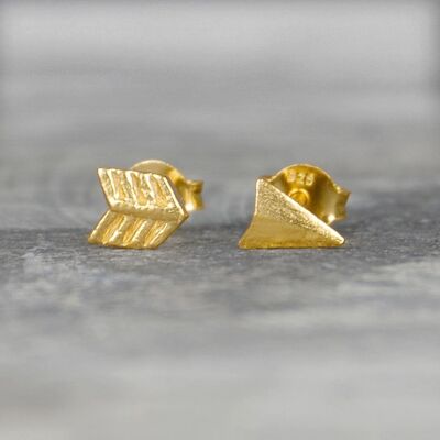 Gold Arrow Stud Earrings - Yellow Gold Vermeil