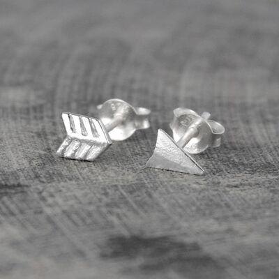 Silver Arrow Stud Earrings - Yellow Gold Vermeil