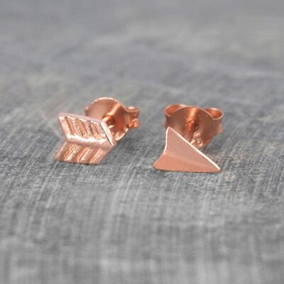 Geometric Pentagon Rose Gold Stud Earrings - Rose Gold Vermeil
