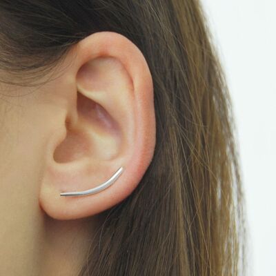 Ear Jacket Triángulo Plateado Geométrico - Plata Esterlina Mate