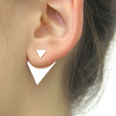 Geometric Silver Triangle Ear Jacket - Rose Gold Polished