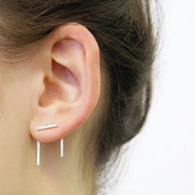 Triple Silver Bar Ear Jacket - Roségold