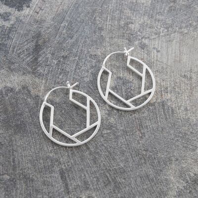 Aretes de Aro Geométricos Redondo en Plata - Diseño Redondo - Oro Rosa 18k