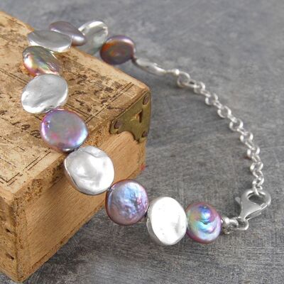 Organic Round Silver Statement Necklace - Bracelet