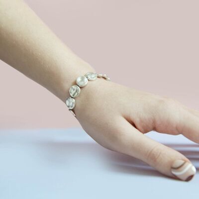 Organic Round Chunky Silver Bracelet - Necklace & Bracelet Set