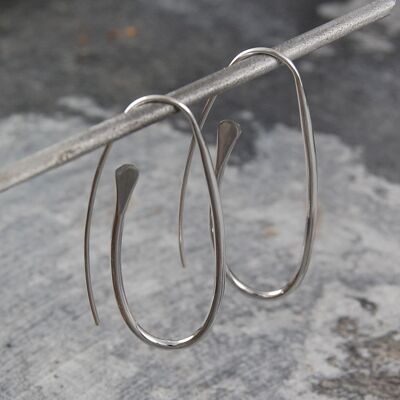 Paperclip Long Silver Drop Earrings - 18K Yellow Gold - Medium