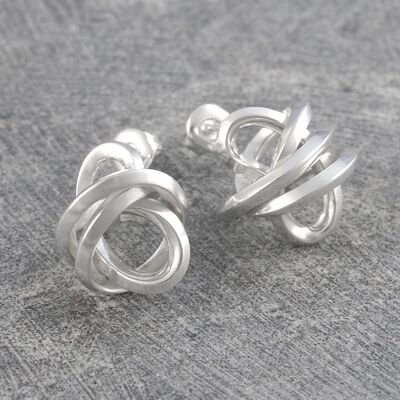Angular Knot Silver Stud Earrings - Necklace only