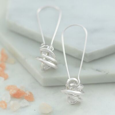 Angular Knot Silver Drop Earrings - 18k Rose Gold Plated