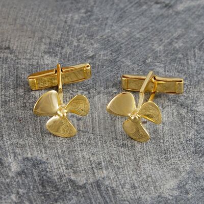 Gold Propeller Nautical Cufflinks - Rose Gold Vermeil