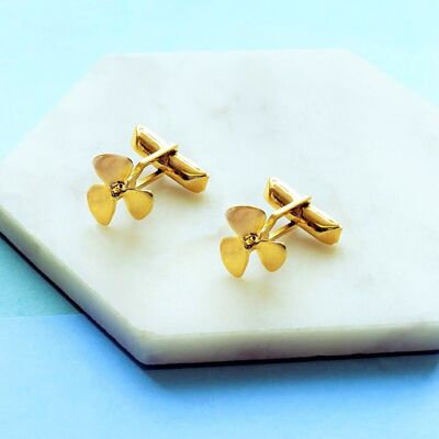 Snowflake Rose Gold Stud Earrings - Stud Earrings - 18k Yellow Gold Plated