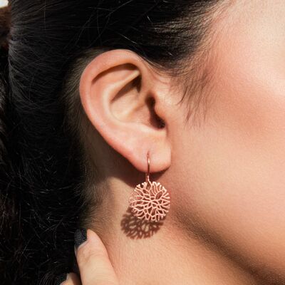 Snowflake Rose Gold Stud Earrings - Drop Earrings & Pendant Set - 18k Rose Gold Plated