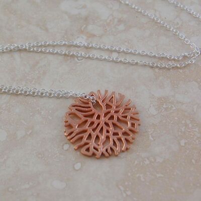 Silver and Rose Gold Snowflake Necklace - Stud Earrings - 18k Rose Gold Plated