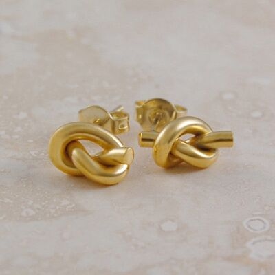 Gold Friendship Knot Earrings - 18k Gold Plated - Earrings & Necklace Set