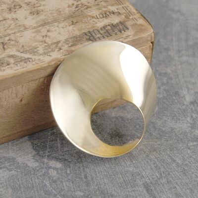 Swirl Designer Gold Brooch - Sterling Silver (Polished)