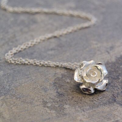 Silberne Rose Blume Ohrstecker - Ohrstecker aus 18K Gelbgold