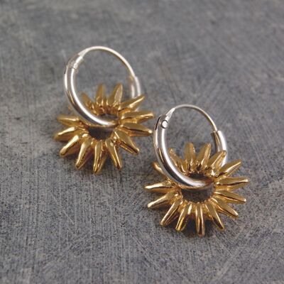 Sunray Small Gold Hoop Earrings - Pendant - 18k Gold Plated