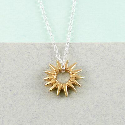 Sunray Silver and Gold Necklace - Earrings - 18k Rose Gold Plated